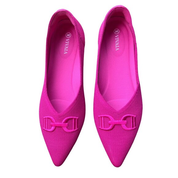 Vivaia Shoes - Vivaia Womens Ena 2.0 Pitaya Pink Pointy Toe Knit Flats Size 10.5 40.5 Washable